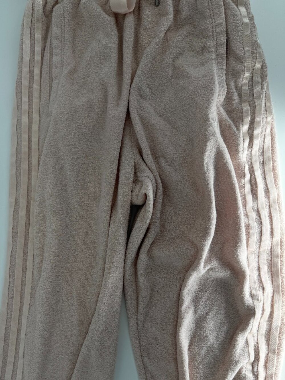 Adidas Terry Cloth like Jogger Pants Women's XS Pink 3-Stripe Trefoil Logo